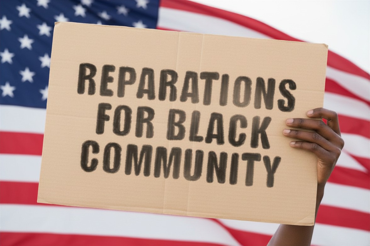 sign with reparations black community in words